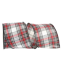 JAM Paper 4" x 10yd. Wired Lauren Stitches Plaid Ribbon