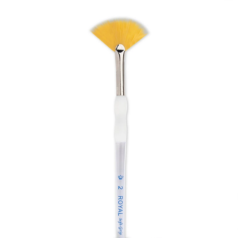 Soft-Grip Golden Taklon Fan Brush, Size 2