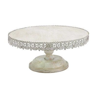 22" White Iron Farmhouse Cake Stand