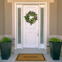 22" Easter Egg & Burlap Ribbon Mixed Foliage Twig Wreath