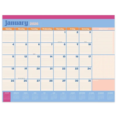 2026 Sherbet Desk Pad Monthly Blotter Calendar