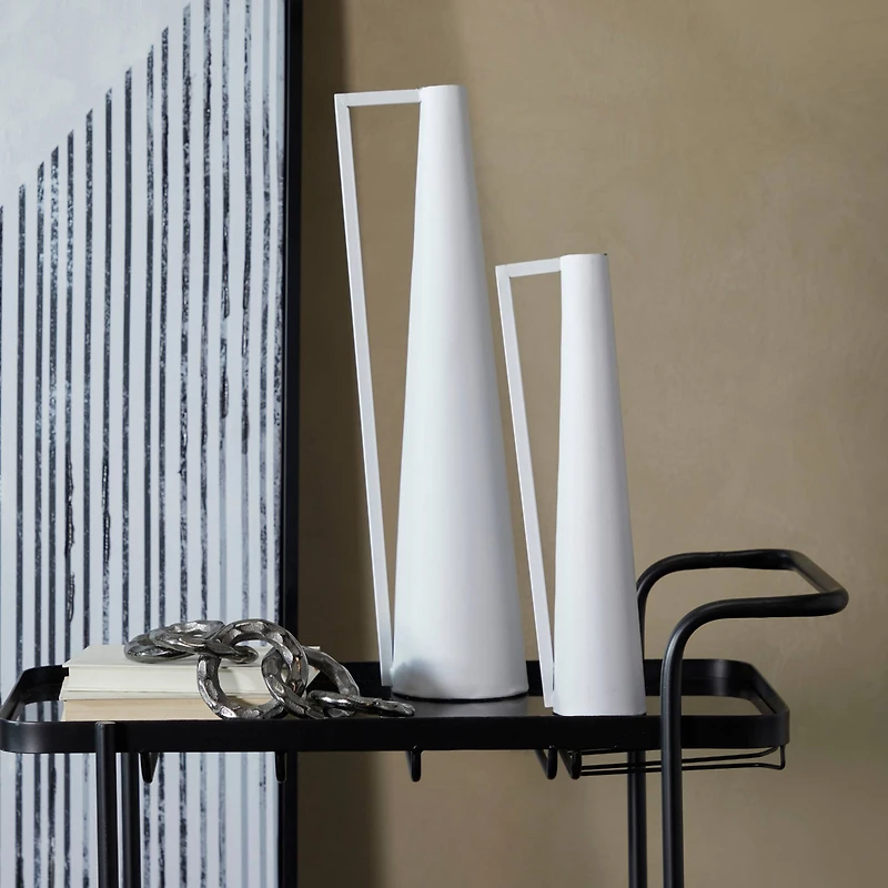 CosmoLiving by Cosmopolitan Metal Slim Vase with Handles Set of 2 22