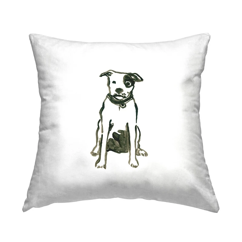 Stupell Industries Smiling Dog Casual Animal Doodle Throw Pillow, 18" x 18"