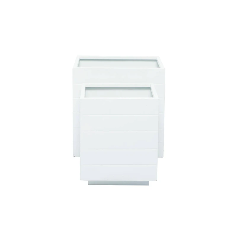 White Modern Planter, Set of 2" 14", 10"