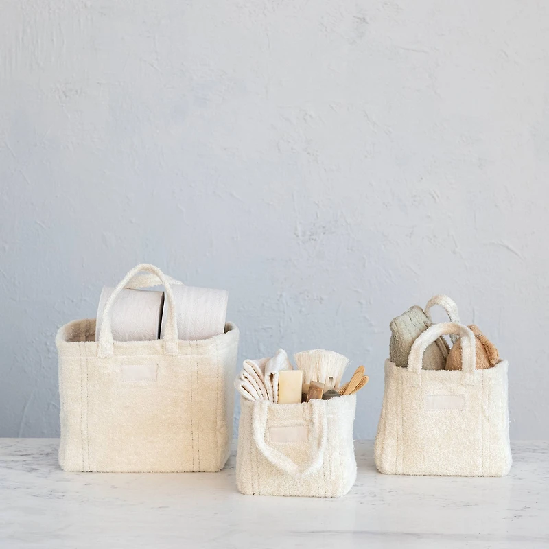 Hello Honey® Natural Cotton Terry Tote Bag Set with Handles