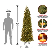 7.5 ft. Pre-lit Feel Real® Hinged Downswept Douglas Fir Slim Artificial Christmas Tree, Dual LED Lights