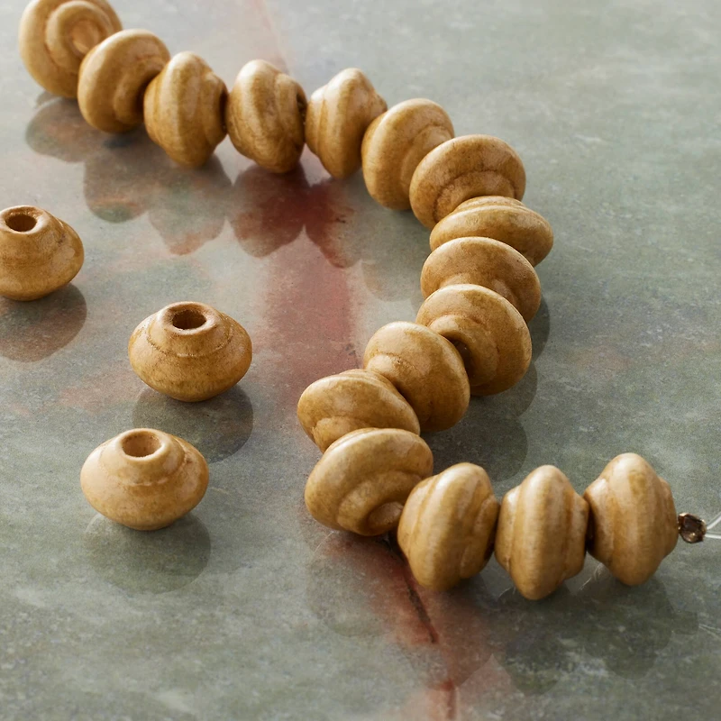 Natural Wood Saucer Beads, 13mm by Bead Landing™