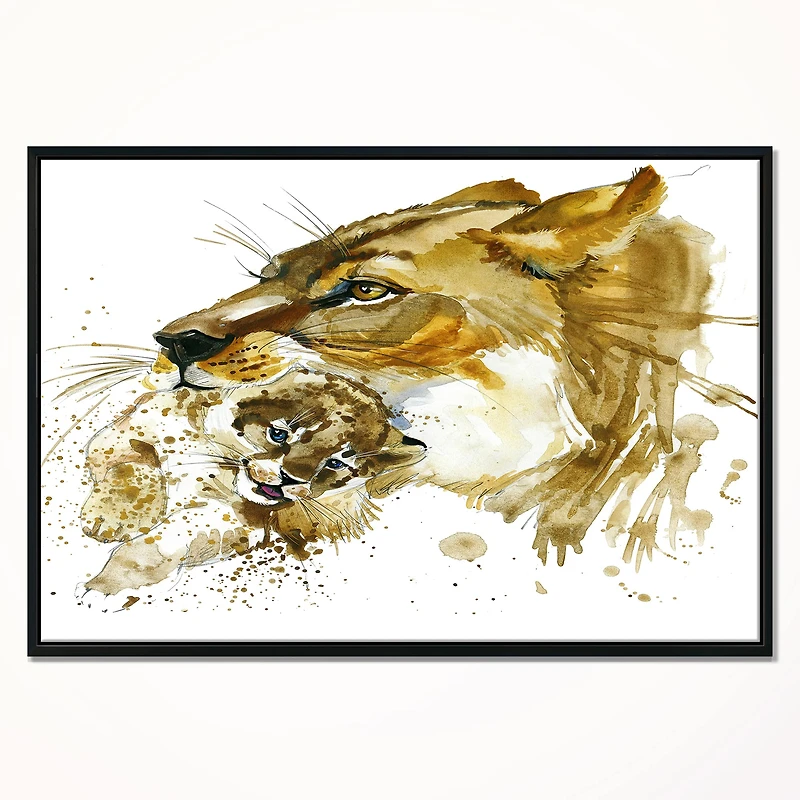 Designart - Lioness and Cub Illustration