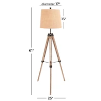 Brown Wood Industrial Floor Lamp, 61" x 25" x 25"