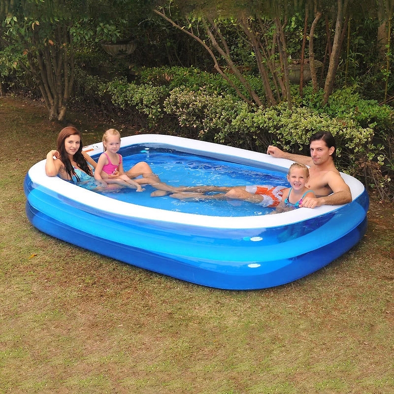 Pool Central® 6.5ft. Blue and White Inflatable Rectangular Swimming Pool