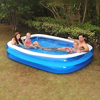 Pool Central® 6.5ft. Blue and White Inflatable Rectangular Swimming Pool