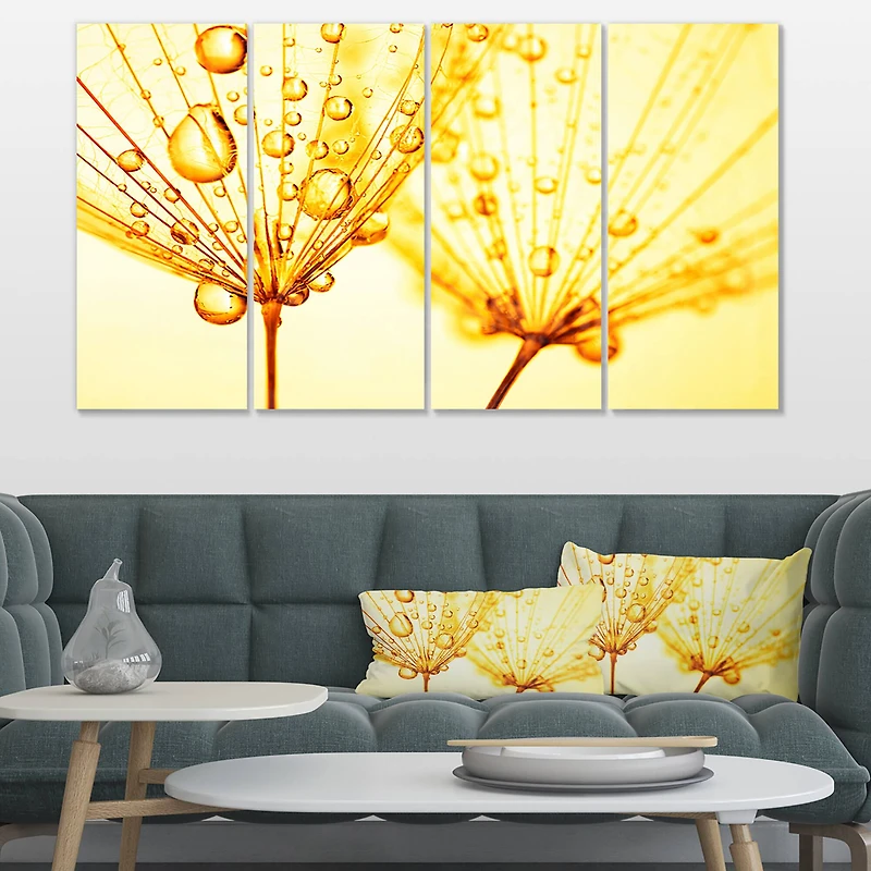 Designart - Dandelion Seeds with Water Drops