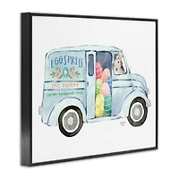 Stupell Industries Patterned Easter Eggs Truck Holiday Bunny Painting Framed Giclee Art