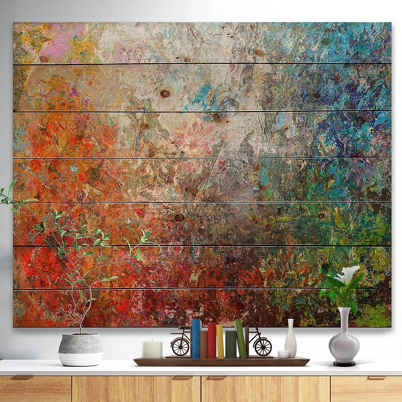 Designart - Board Stained Abstract Art