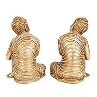 Set of 2 Gold Polystone Traditional Sculptures, 7" x 5" x 5"
