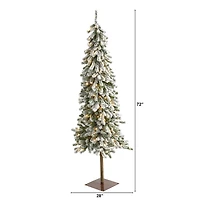 6ft. Pre-Lit Flocked Alpine Artificial Christmas Tree, Clear LED Lights