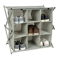 Simplify Gray 9-Grid Collapsible Shoe Rack