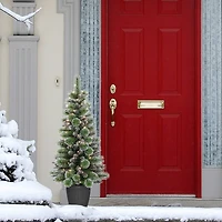 4ft. Pre-Lit Glitter Artificial Christmas Tree in Planter, Clear Lights