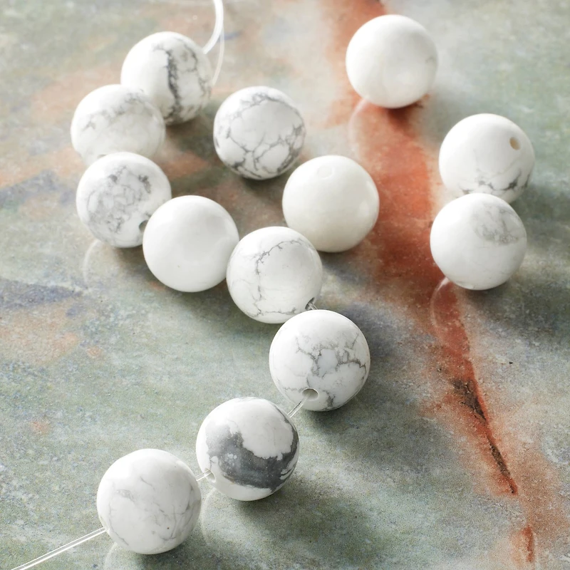 12 Pack: White Howlite Round Beads, 12mm by Bead Landing™