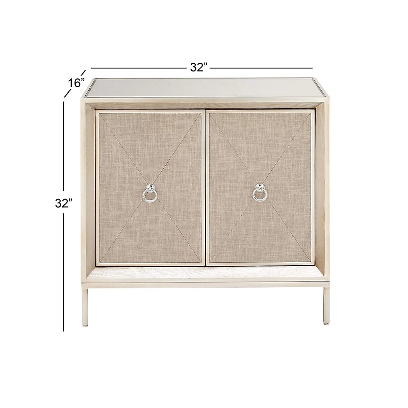 Beige Wood Glam Cabinet