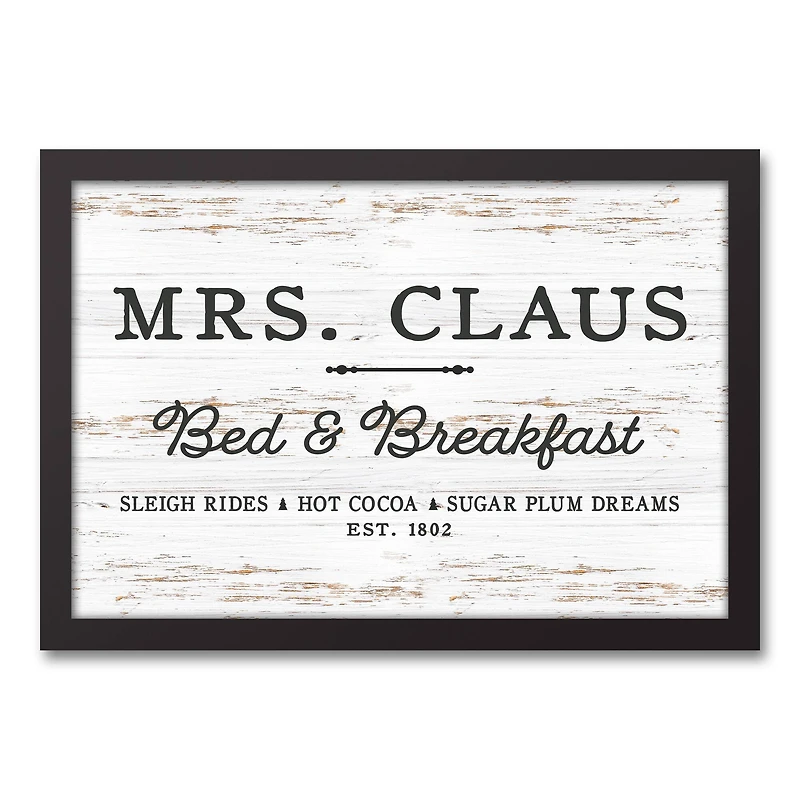 Mrs. Claus Bed Breakfast 18x12 Black Framed Canvas