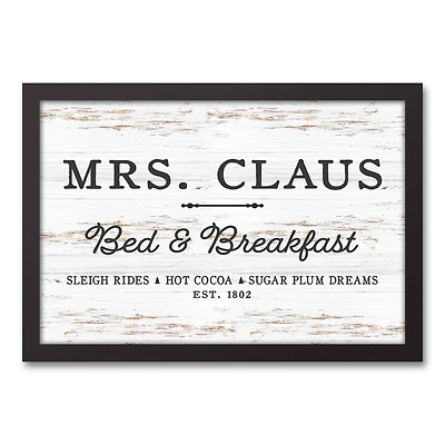 Mrs. Claus Bed Breakfast 18x12 Black Framed Canvas