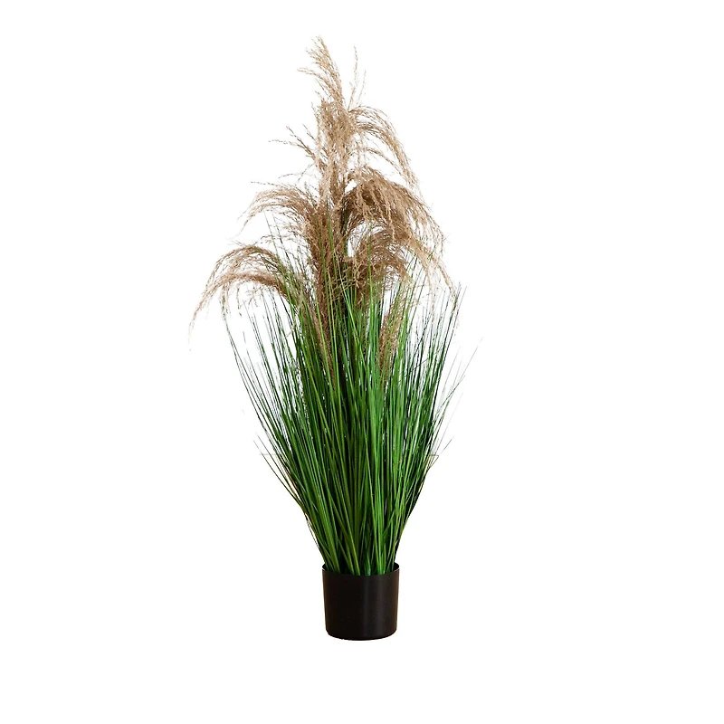 4ft. Green & Brown Artificial Pampas Grass in Black Pot