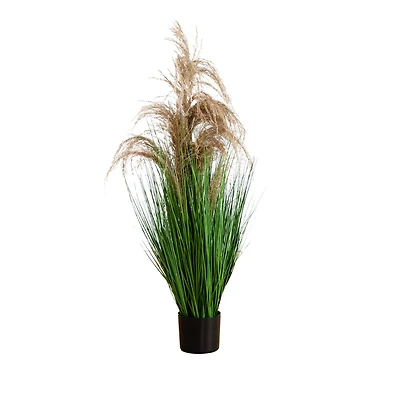 4ft. Green & Brown Artificial Pampas Grass in Black Pot