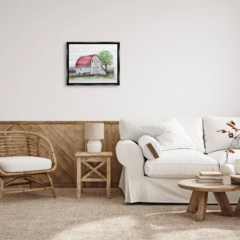 Stupell Industries Rustic Americana Barn Floater Framed Art
