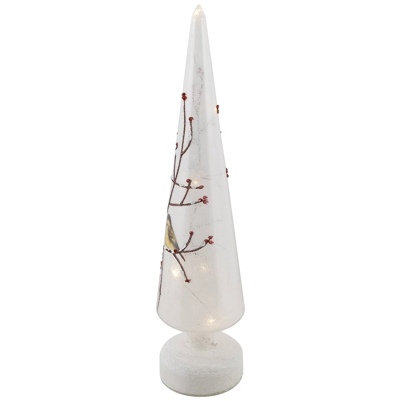 16" LED Lighted Frosted Glass Cone Christmas Tree Table Top Decoration