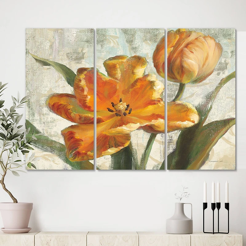 Designart - Parrot Tulips I on Ivory