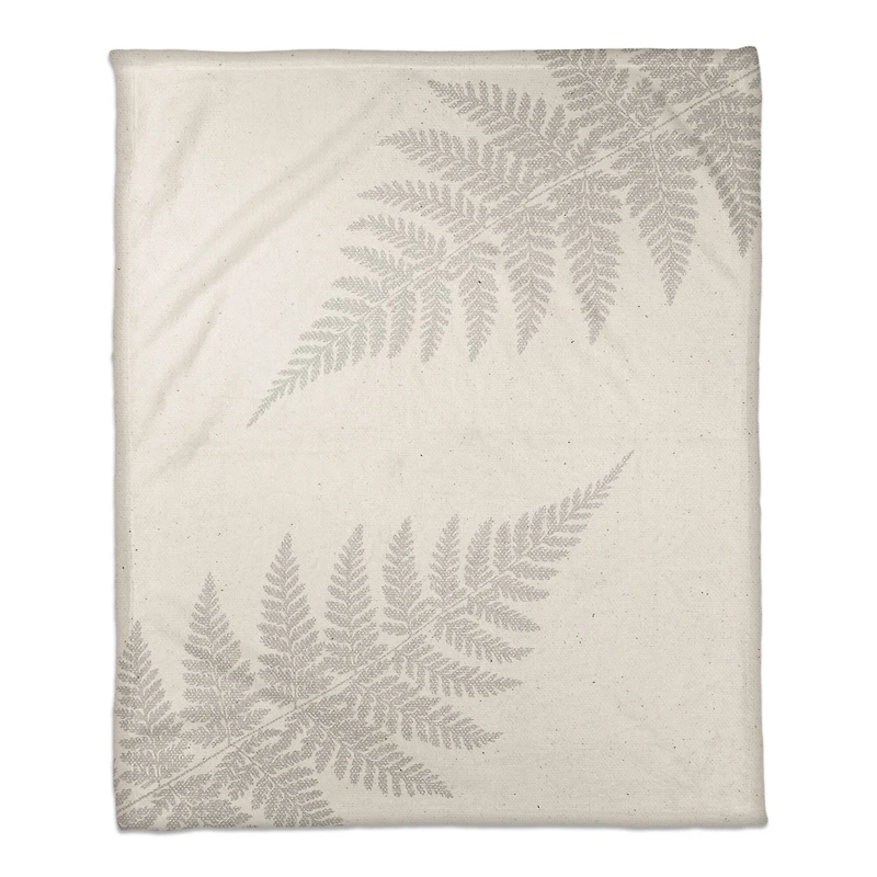 Neutral Fern 50" x 60" Coral Fleece Blanket