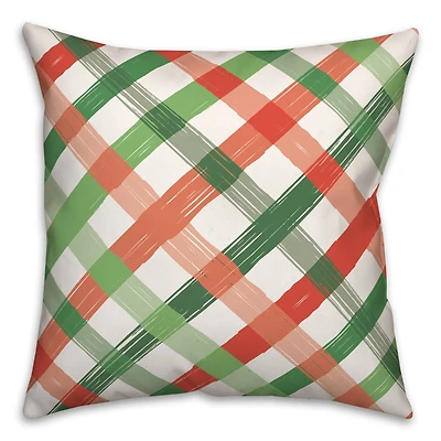 Cheery Christmas Check Throw Pillow