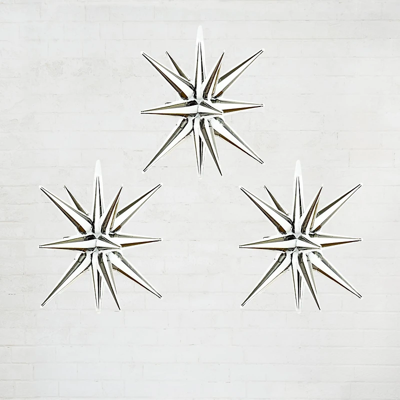 26" Black & White Stripes Starburst Foil Balloons, 3ct. by Celebrate It™