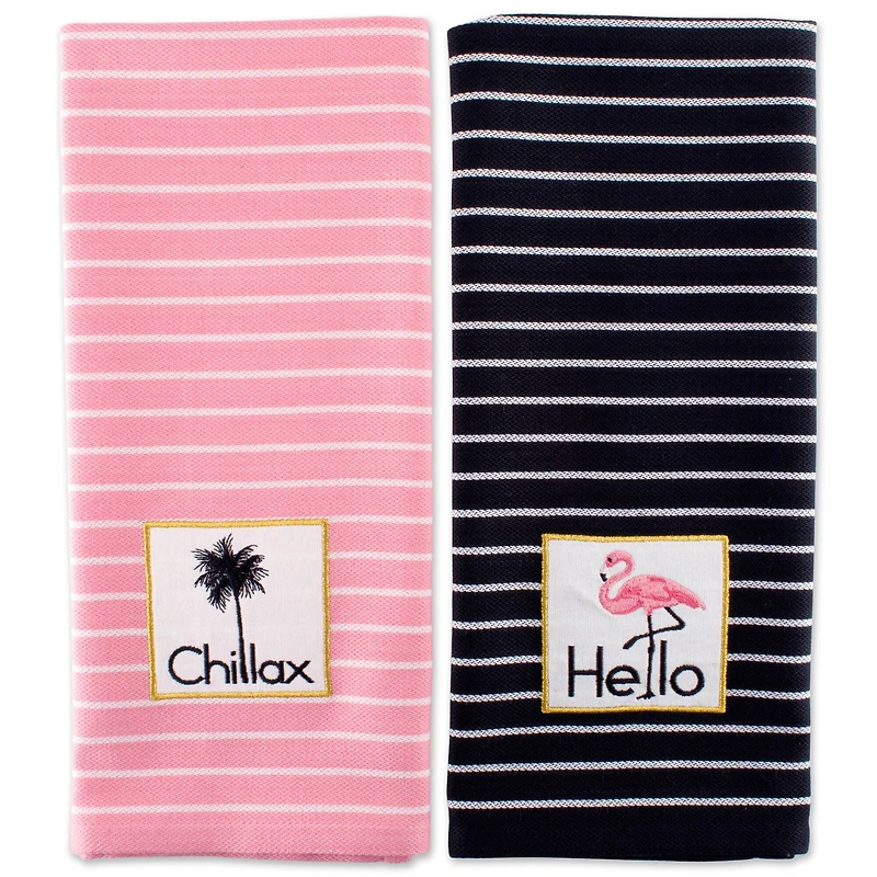 DII® Summer Cocktail Embellished Dishtowels, 4ct.