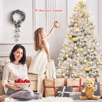 Costway 6ft. Unlit Artificial Silver Tinsel Hinged Christmas Tree with Metal Stand