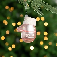 Baby's 1st Christmas Pink Mitten Glass Ornament