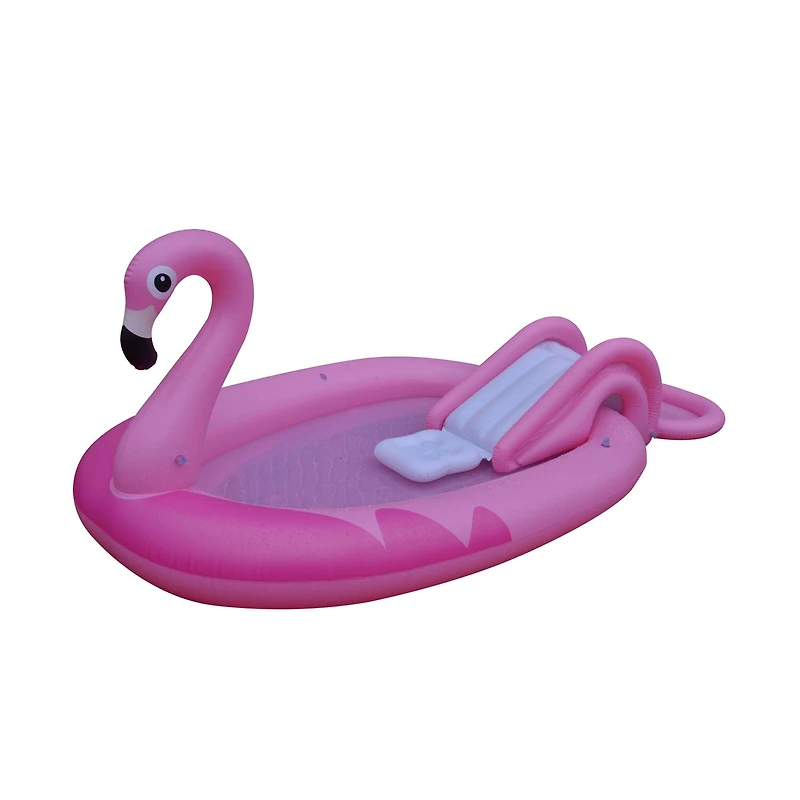 Swim Central 6.9ft. Inflatable Pink Flamingo Kiddie Pool with Sprayer
