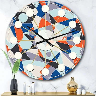 Designart 'Retro Geometric Grid Iv Mid-Century Modern Wall Clock
