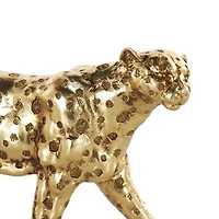 10" Gold Leopard Walking Sculpture with Textured Spots