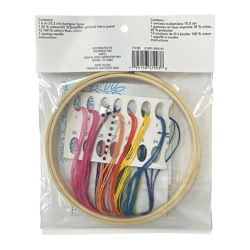 6" Floral Stamped Design Embroidery Kit with Hoop by Loops & Threads®