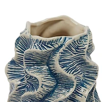 Hello Honey® Bloomingville 7.5" Blue & Ivory Organically Shaped Stoneware Vase
