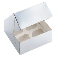 6 Packs: 3 ct. (18 total) Silver & White Cupcake Boxes by Celebrate It®