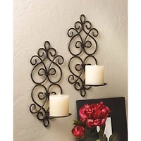13" Metal Scrollwork Candle Wall Sconces, 2ct.
