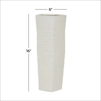 White Ceramic Contemporary Vase, 16" x 6" x 6"