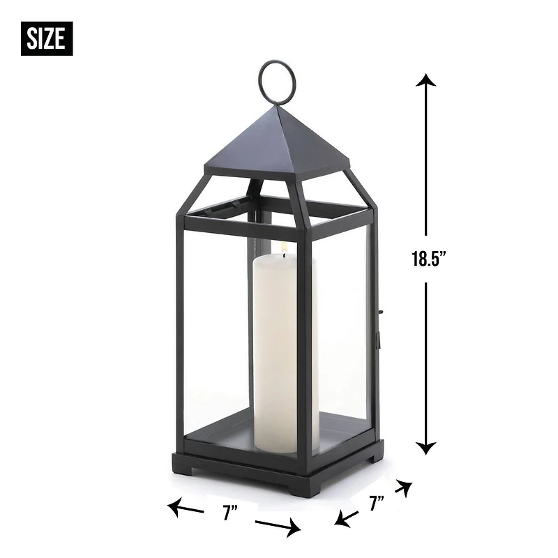 18.5" Black Contemporary Candle Holder Lantern