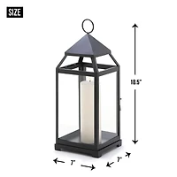 18.5" Black Contemporary Candle Holder Lantern