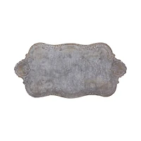 Hello Honey® 18" Decorative Distressed Gray Metal Tray