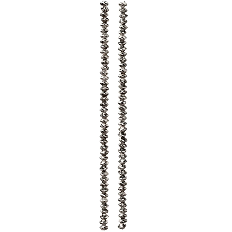 12 Pack: Silver Plated Metal Rondelle Beads, 5mm by Bead Landing™