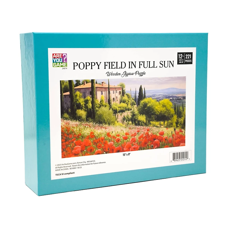 Wooden Jigsaw Puzzle - Poppy Field in Full Sun: 221 Pcs